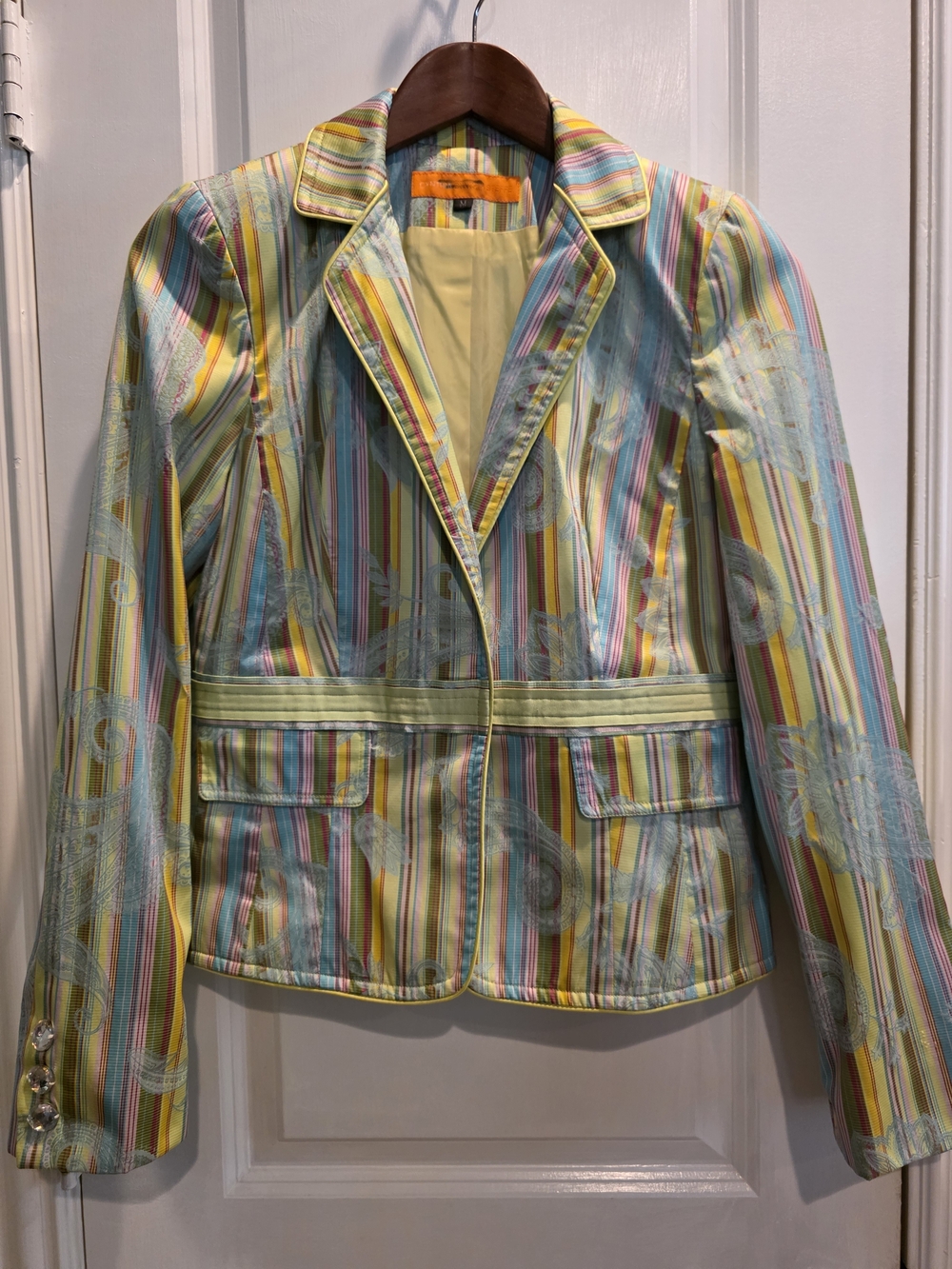 Vintage Cynthia Steffe Striped Pastel Blazer Jacket Sz Medium